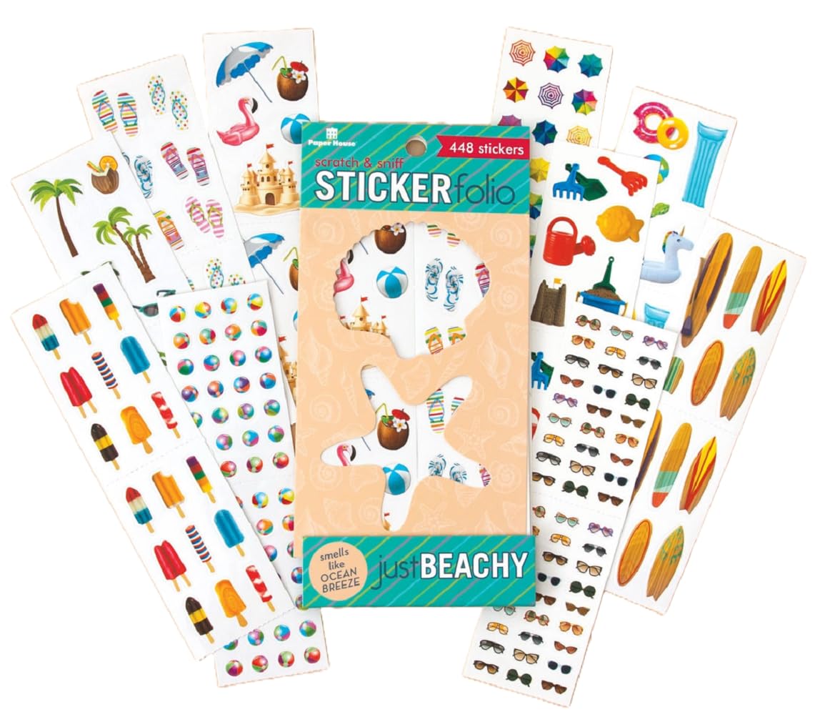 Paper House Productions Just Beachy Scratch & Sniff Sticker Folio for Classrooms, Scrapbooking and Collecting