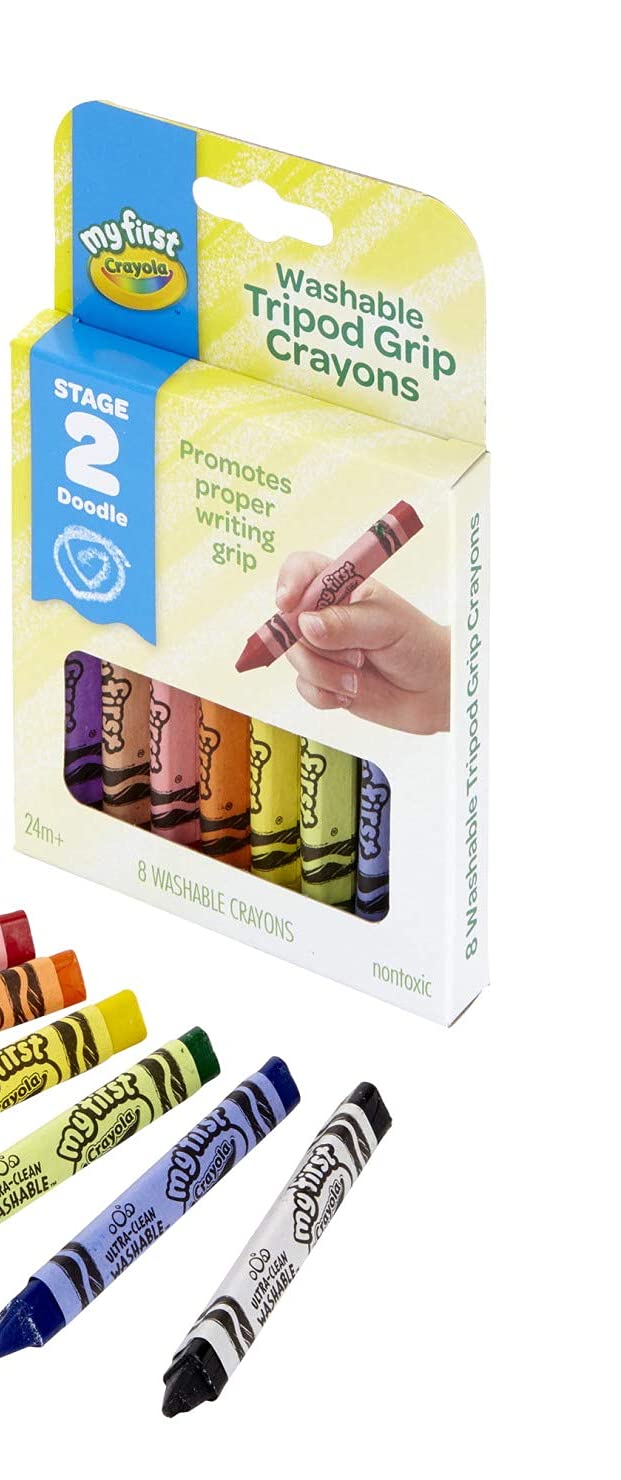 Crayola My First Washable Toddler Crayons, Tripod Grip, Gift, 8 Count