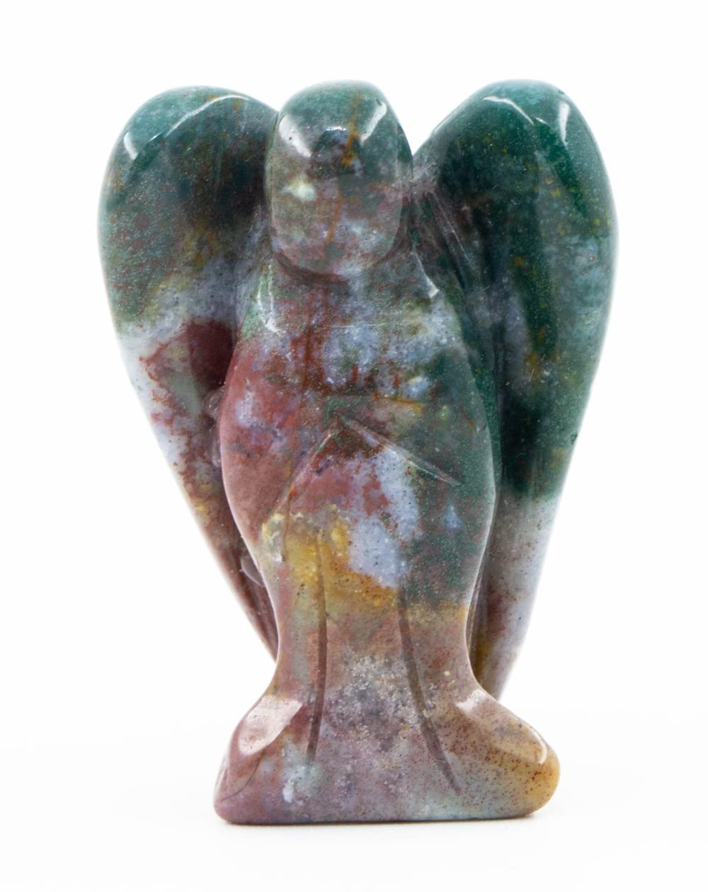 Ouubuuy Indian Agate Crystal Angel Figurines Statues 4 pcs Natural Gemstone Carved Pocket Guardian Angel 1.5 inch for Healing Re