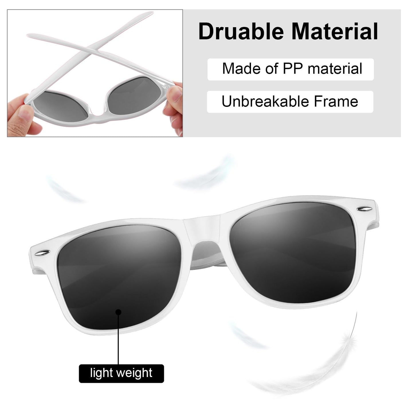 Fepito 30 Pieces Party Sunglasses For Birthday Party Supplies Treat Bag Fillers For Beach Pool Party Toys, White
