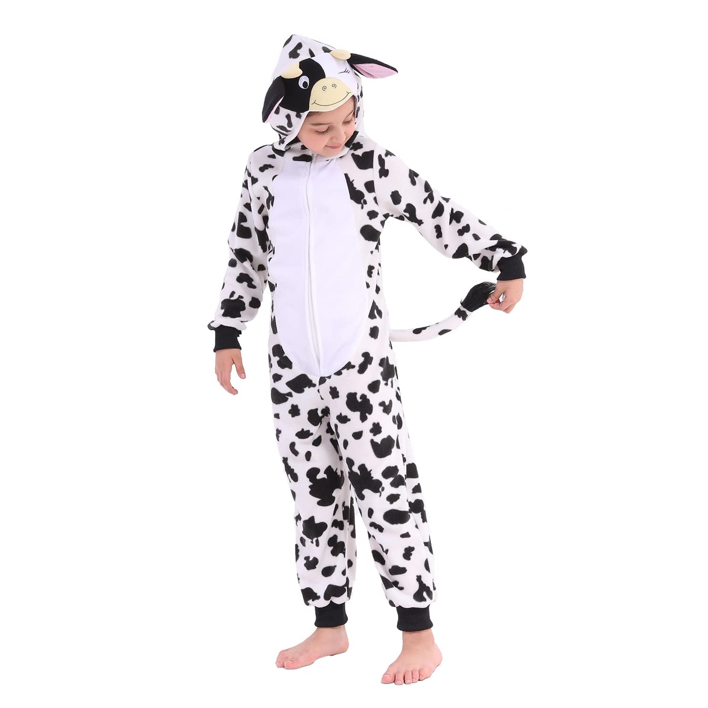 Wizland Kids Cow Costume Cow Onesie For Kids Animal Costume One Piece Cow Costume Unisex Kids Animal Outfit 8-10