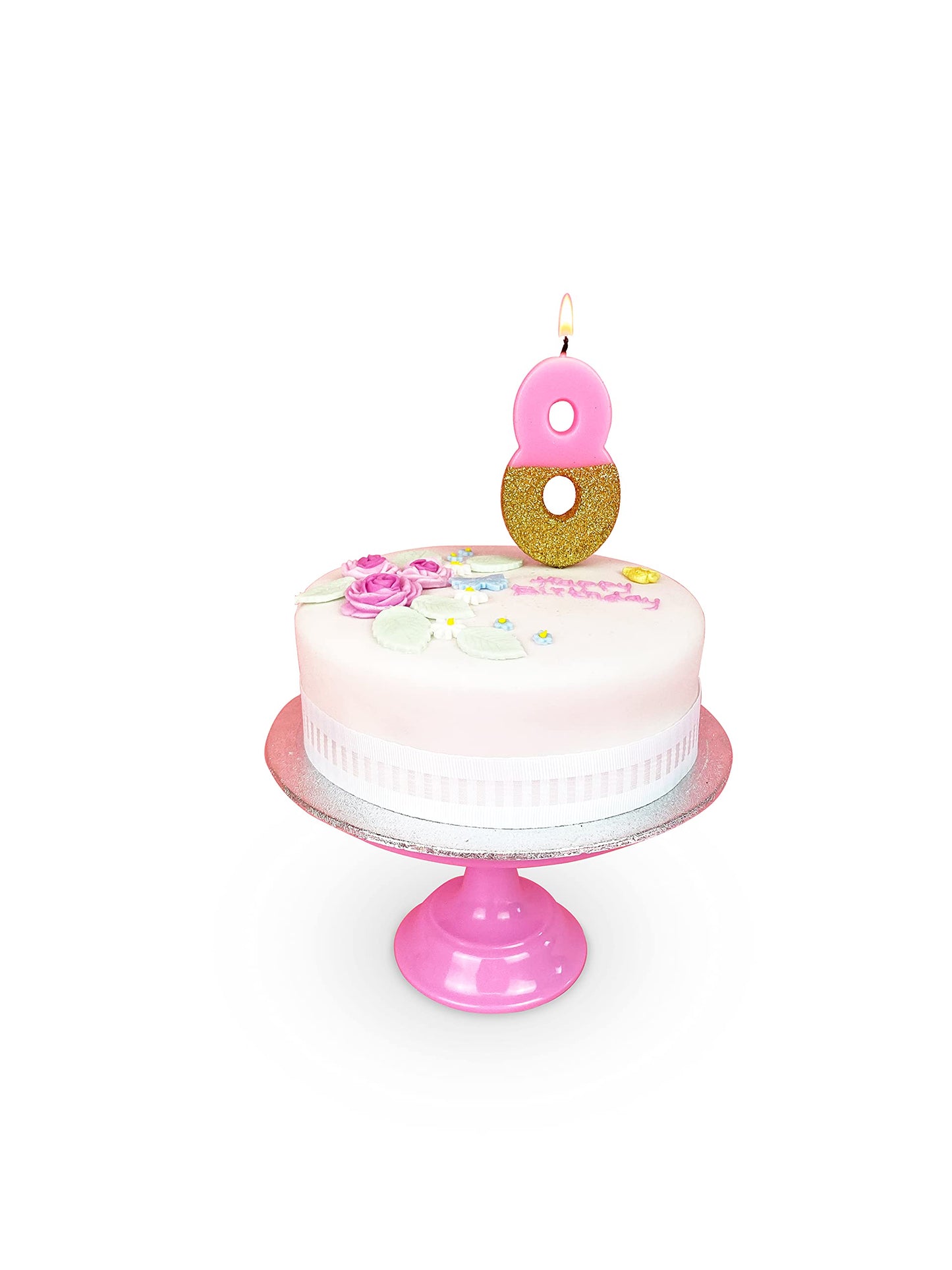 Talking Tables Bday 6 Birthday Candle Cake Topper, Height 8cm, 3, Pink, BDAY-CANDLE-6