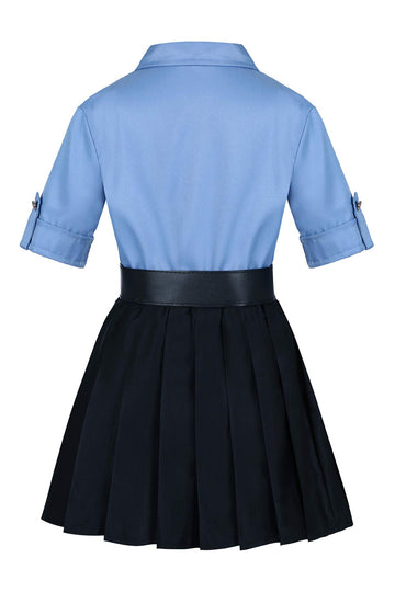 Koatobbor Girls Police Officer Costume Kids Cop Cosplay Outfits Uniform For Halloween Dress Up (9-10 Years)