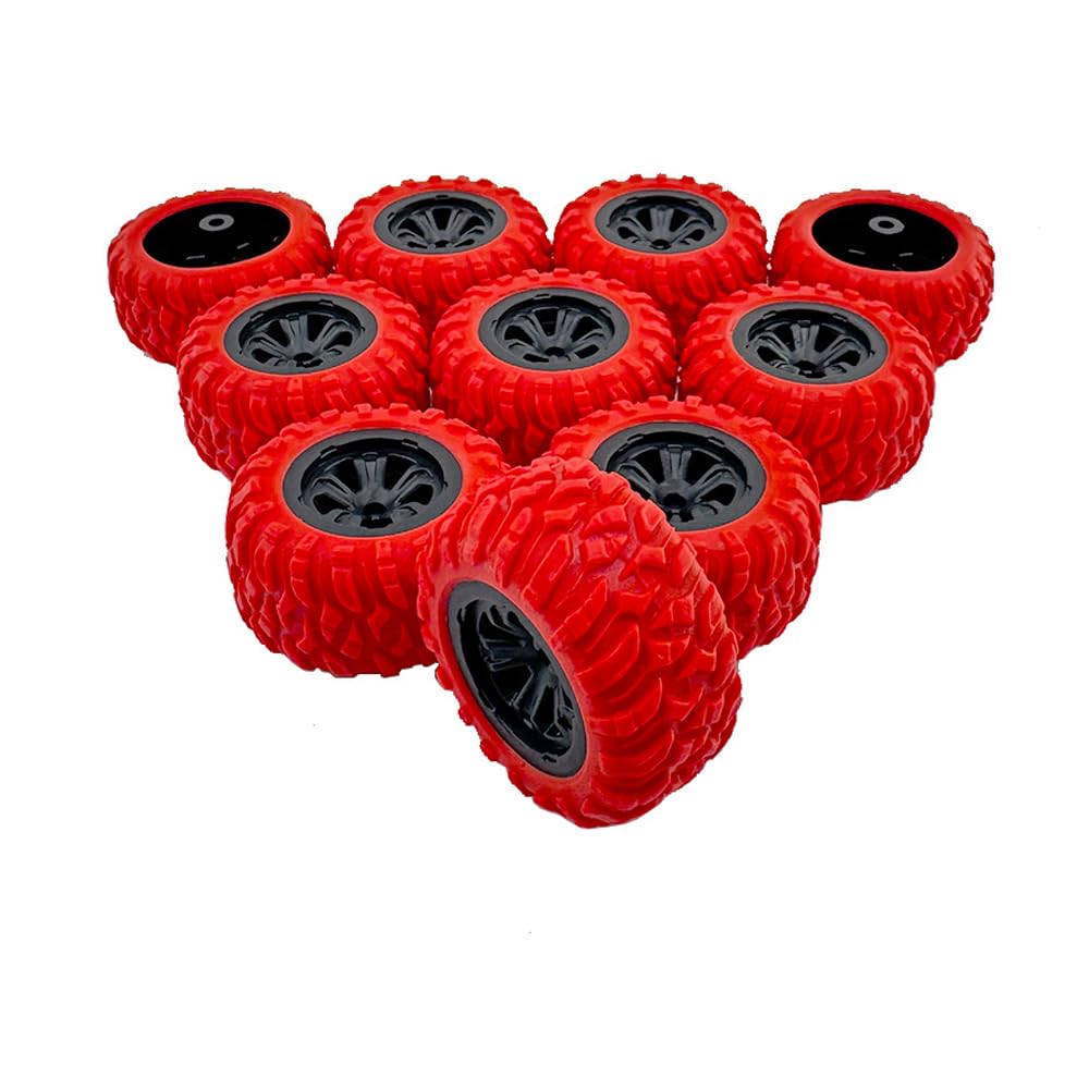 10PCS Toy Car Wheel 33mm RC Car Rubber Tire Wheel with 5PCS Shaft Round Rod Axles for RC Car Truck Robot DIY Model Toy Wheel Par