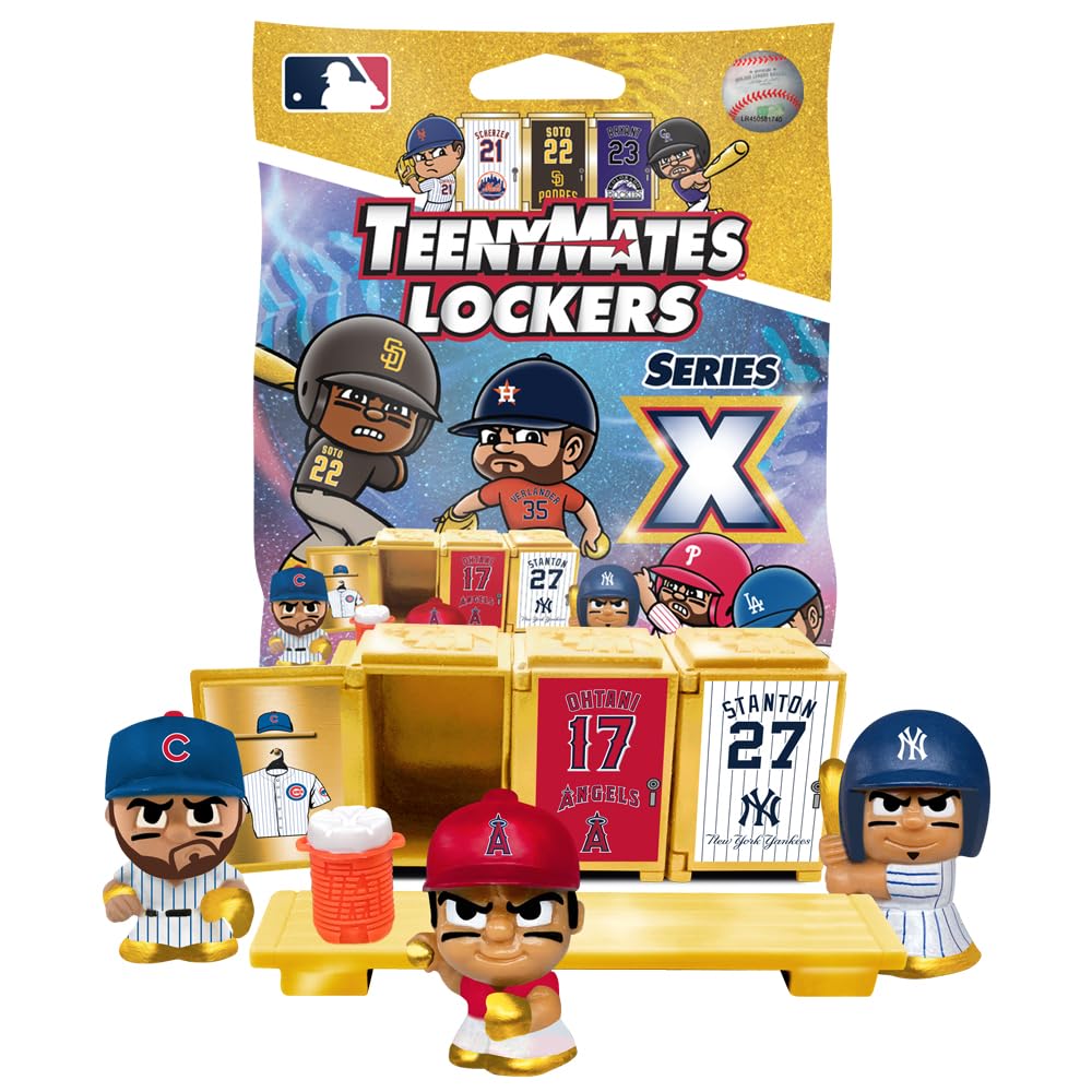 Teenymates Party Animal 2023 Lockers MLB Series 10 Baseball Figures, 1 Mystery Pack