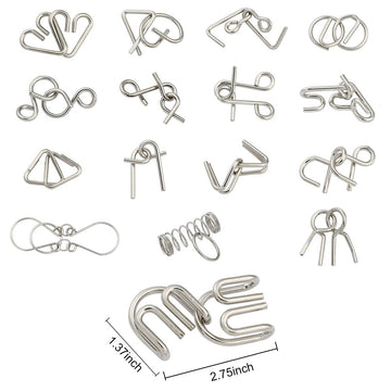 Lezhi Iq Toys-Ab A+B Test Mind Game Brain Teaser Wire Magic Trick Toy Iq Puzzle Set (Pack Of 16), Metallic