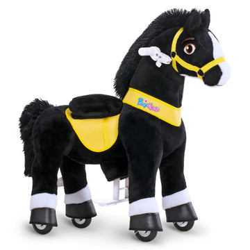 Ponycycle Horse Ride On Toys For Kids Ride On Horse Spirit Toys Essential Model E, Size 4 For Kids Age 4-8/35.4' Height, Birthday Gifts Plush Animal Giddy Up Riding Toys Ride On Pony Animal Black E438