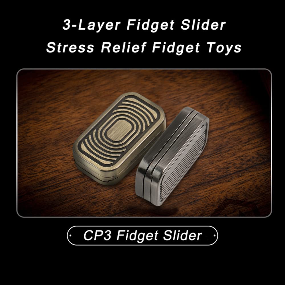 Magnetic Metal Fidget Toys - Metal Push Card Fidget Slider Stress Relief Toy  Men?s EDC Toy Fidget Toy Haptic Coin  Office Desk Toys Gifts for Boyfriend and Father (CP-3)