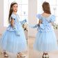 Itvti Princess Cinderella Costume For Girls Kids Cosplay Dress Carnival Halloween Party Outfit, Blue, 4-5 Years
