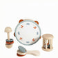 Snappsy 4 Pieces Natural Wood Toddler Percussion Set Pastel Accents Wooden Drum Set Polished Finish Bead Shaker Toy Round Drumhe