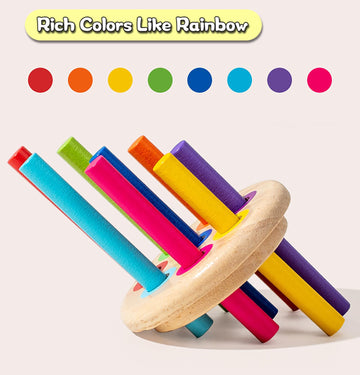 Learning Color Sorting Toys For Toddlers,Wooden Montessori Toys For 1 2 3 Year Old,Color & Shape Sorting Sensory Matching Games,Fine Motor Skills Sensory Toys For 1+ Year Old Baby Boys Girls Gifts