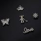 Rhinestone Bling Decoration Charms, Diamond Trend Designer Luxury Cute Jewelry Shoe Accessories For Women Girl Gifts(Gold)