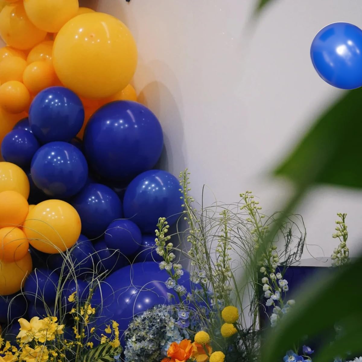 MEBAY Blue and Orange Balloons Garland Arch Kit, 156 Pcs Royal Blue Orange and Light Blue Latex Balloon Different Sizes 18 12 10