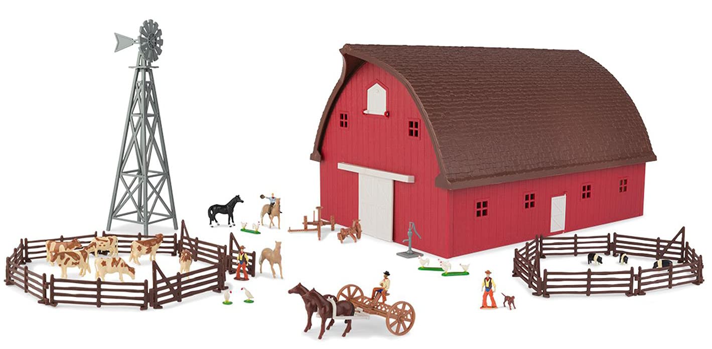 John Deere 1/64 Scale Round Barn Play Set - 73 Pieces, Red Plastic, Model LP69979