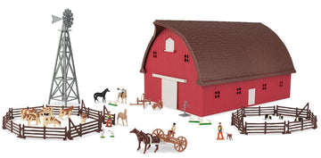 John Deere 1/64 Scale Round Barn Play Set - 73 Pieces, Red Plastic, Model LP69979