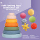 Montessori Toys Soft Stacking Building Blocks Rings Balls Sets 3 In 1 Baby Toys Bundle For Babies 6-12 Months Sensory Toys For Toddlers 1-3 Teething Bath Toys For Infants Learning Toy