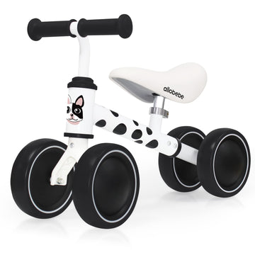 Allobebe Baby Balance Bike For 1 Year Old, Toddler First Balance Bike, No Pedal Infant 4 Wheels Baby Walker First Birthday Gift, Mini Bike For 12-24 Months, Spotty Dog