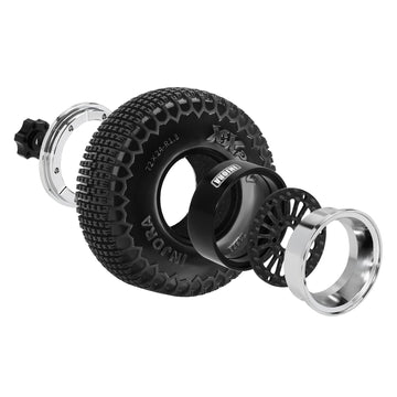 Injora 18-Spoke Moduwheel 1.3'' Beadlock Wheels With Xhx Pin Tires For Trx4M Scx24 1/18 1/24 Rc Crawler(Silver)