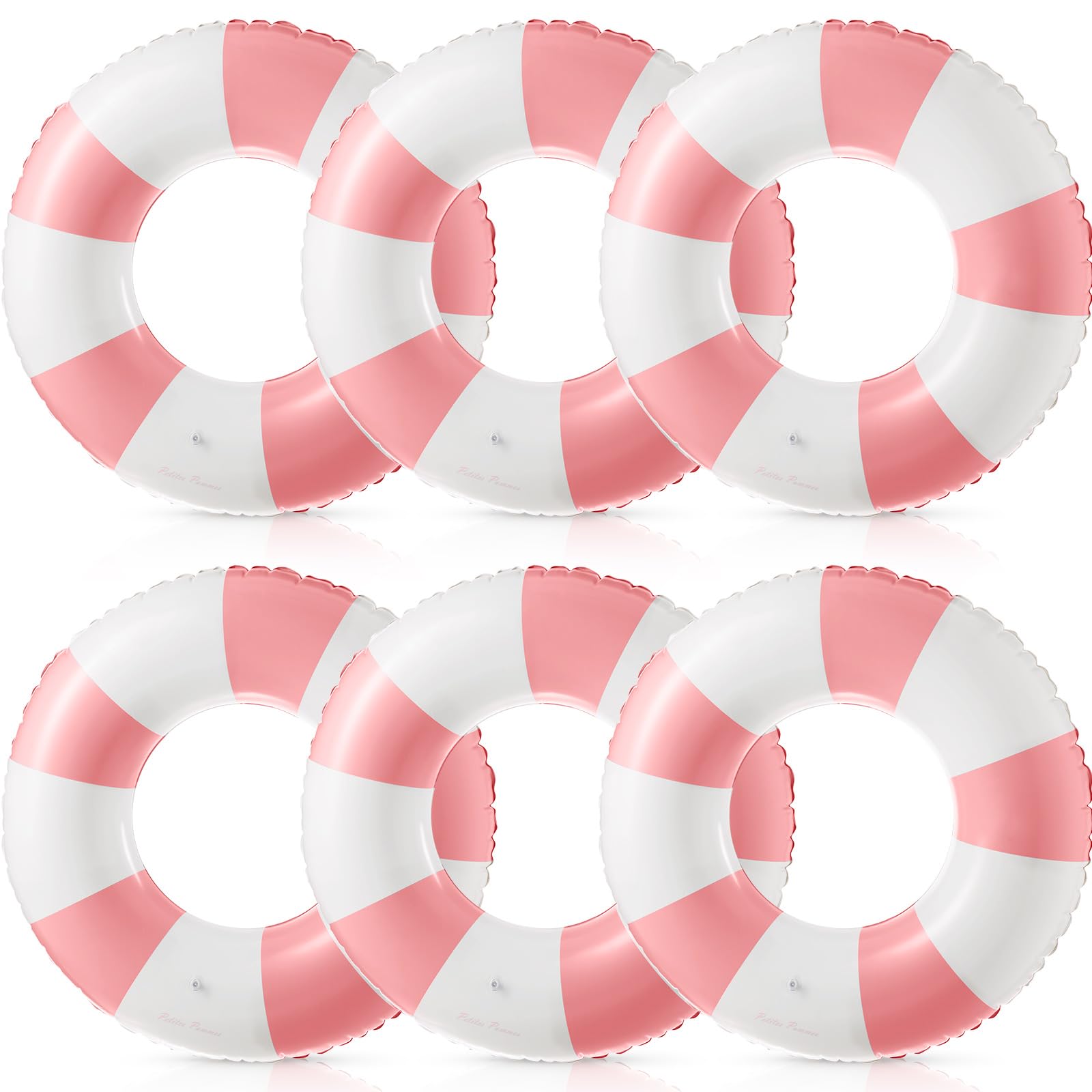 Arrowbash 6 Pcs 2 Pcs Jumbo Inflatable Pool Float 47.24 Inch Floaties Tubes Classic Striped Pool Rings for mature-themed Inflatable Inner Tube for Swimming Beach