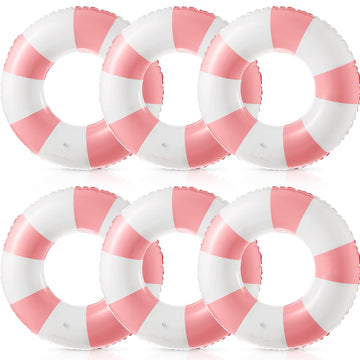 Arrowbash 6 Pcs 2 Pcs Jumbo Inflatable Pool Float 47.24 Inch Floaties Tubes Classic Striped Pool Rings for mature-themed Inflatable Inner Tube for Swimming Beach