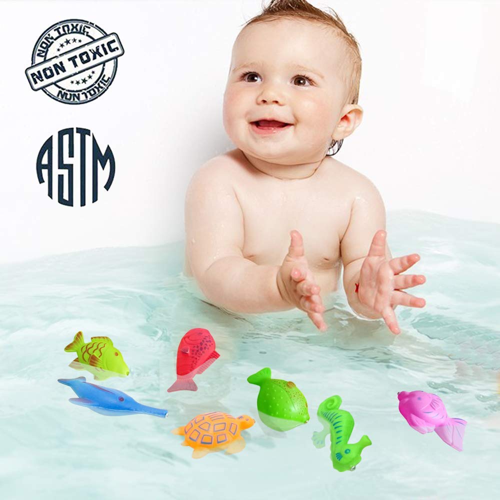 Auuguu Magnetic Fishing Pool Toys Game, Water Table Bathtub Bath Toy - Pole Rod Floating Fish, Birthday Party Gifts For Toddler Age 3 4 5 6 Year Old, Kids Outdoor Toys