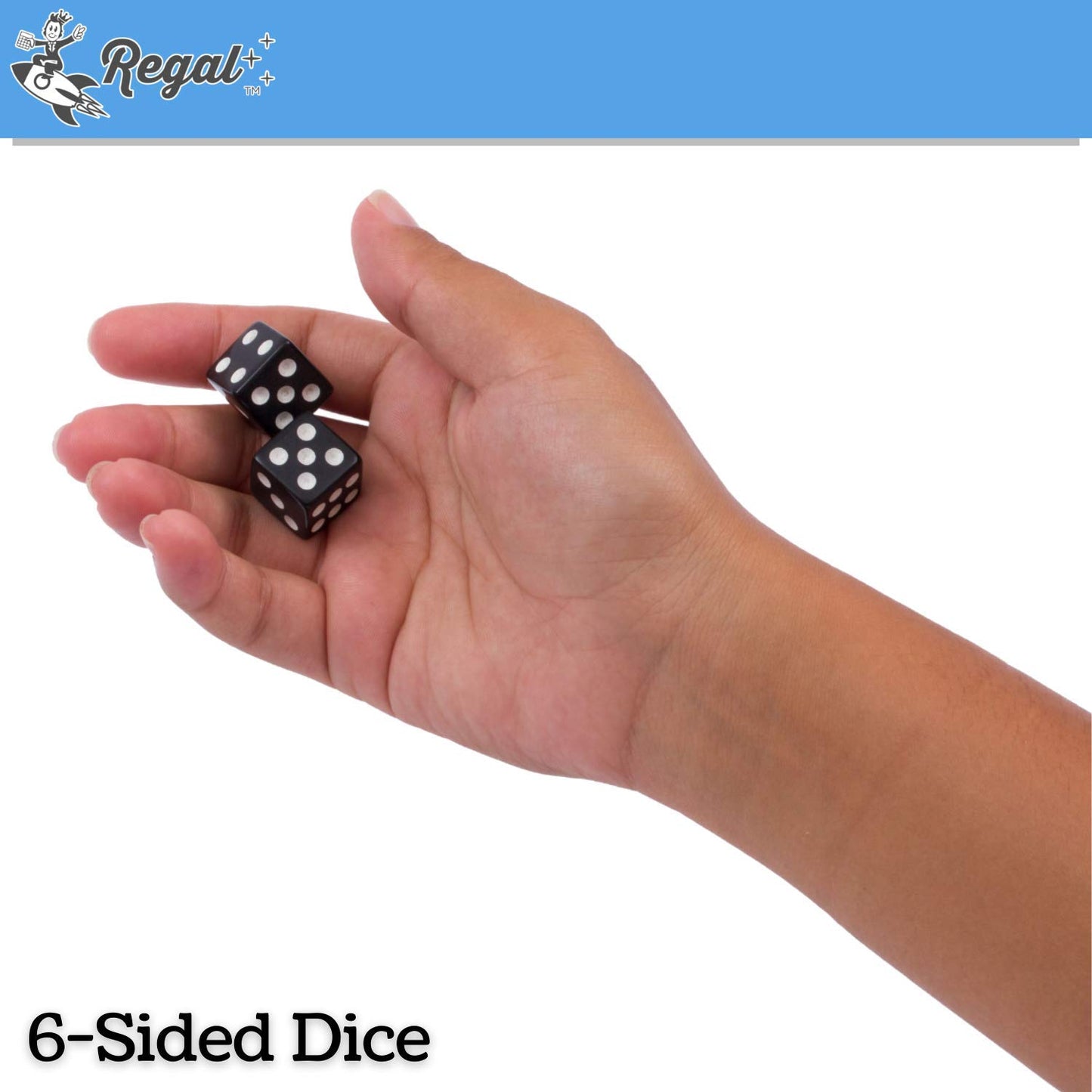 Regal Games Dice Set 6 Sided - Playing Black 16mm Set of Dice - Square Dice for Classroom or Family Game Night - 1000 Dice