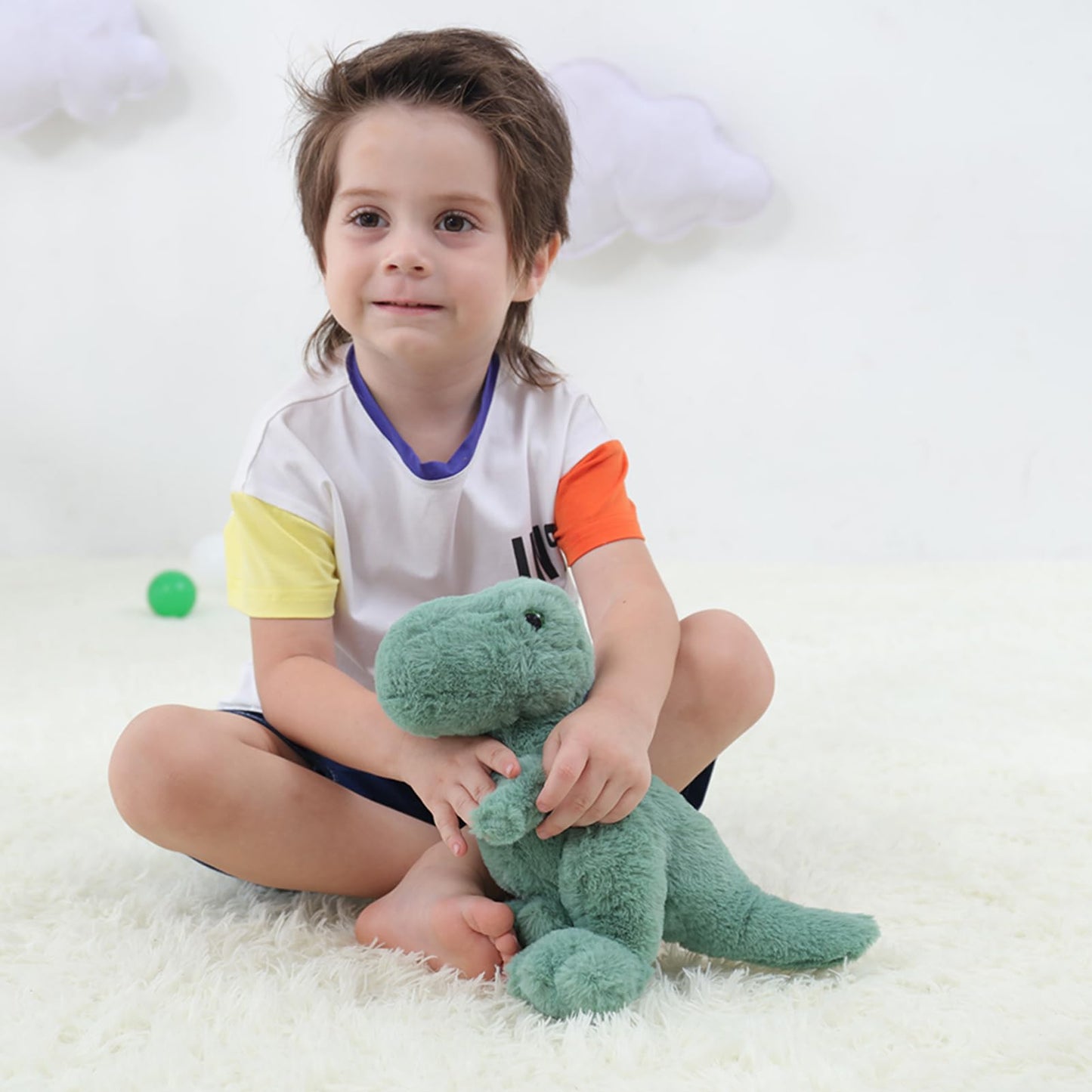 Apricot Lamb Toys Plush Dinosaur Stuffed Animal Soft Cuddly Perfect For Girls Boys (Green Dinosaur, 10 Inches)