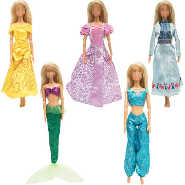 Onest 30 Pieces Princess Doll Clothes And Accessories For 11.5 Inch Girl Doll Include 10 Pieces Princess Dresses, 10 Pairs Shoes And 10 Pieces Necklaces - Litter Girls Gift