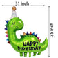 Samoka Large Green Dinosaur Balloons,2 Pcs 35 Inch Birthday Decoration Balloons,Birthday Decoration Balloons For Kids,Happy Birt