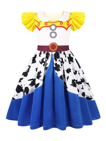 Eledobby Cowgirls Costume for Girls Toddler Princess Jessie Dress Halloween Outfit Birthday Party Dresses 4-5T