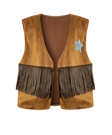 Iwalue Kids Boys Cowboy Halloween Costume Dress Up Party Cosplay With Bandana Cowboy Hat (Brown, 11-12 Years)