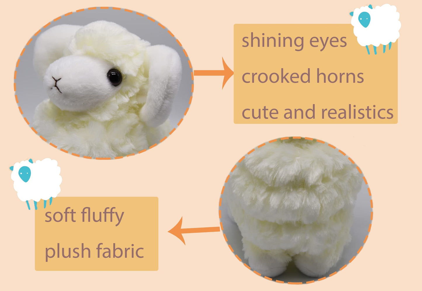 Baboli Cuddly Sheep Stuffed Animal Adorable Fluffy Plush Sheep Toy Super Soft And Cute Lamb Doll Pretty Sweet Gifts For Kids Boy