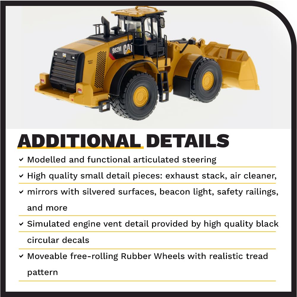 CAT Caterpillar 982M Wheel Loader with Operator High Line Series 1/50 Diecast Model by Diecast Masters