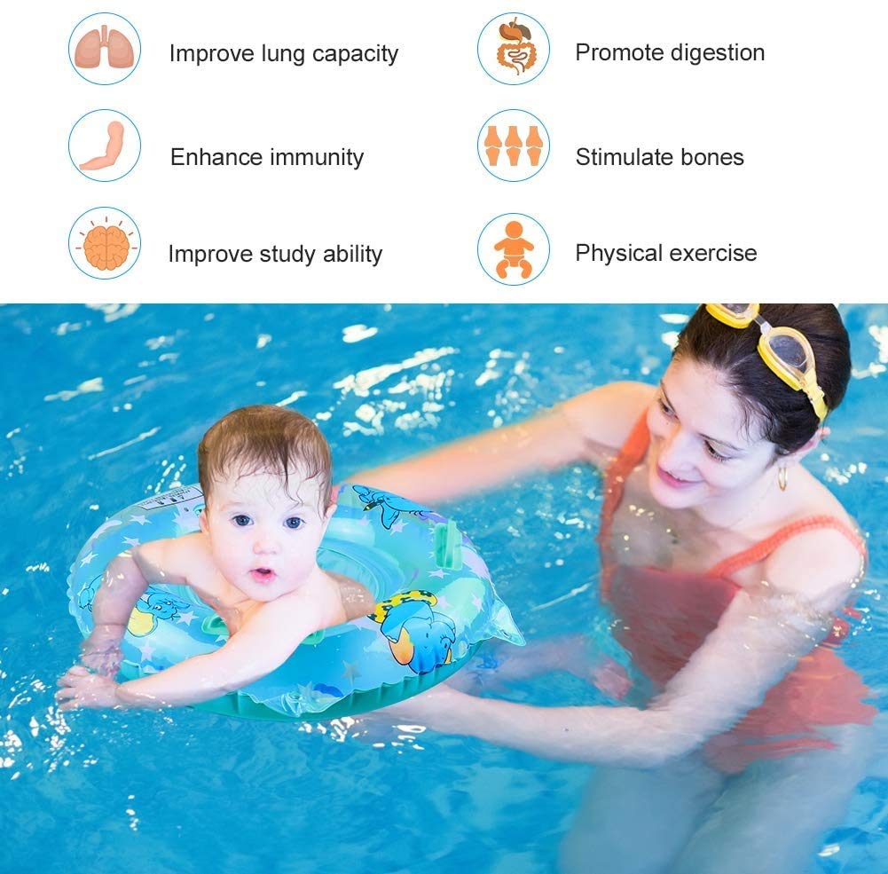Walsai Baby Swimming Float  Inflatable Swimming Ring with Float Seat for 6 Months-6 Years Children (Blue)