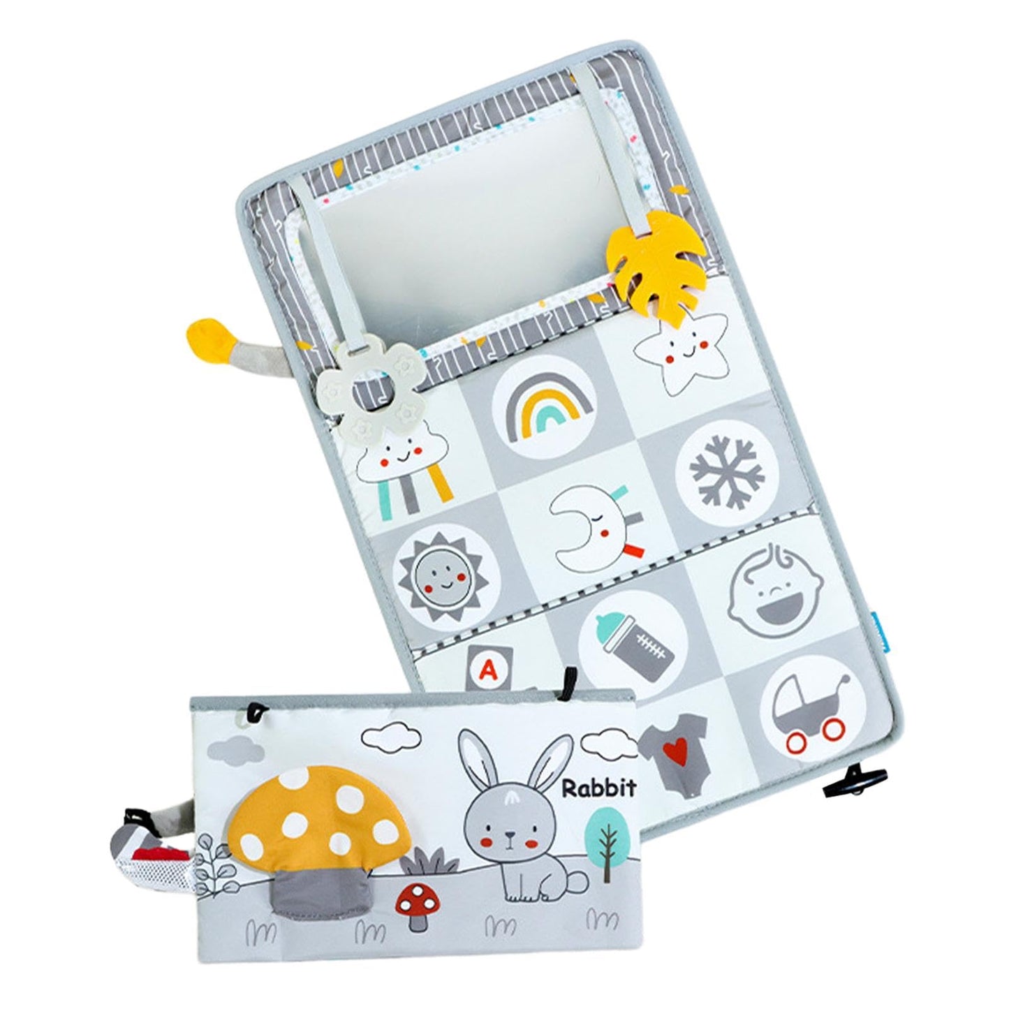 Trendivibe Tummy Time Mirror Toys With Cloth Books Washable For Newborn Infant Toddlers| Baby Learning Toy | Infant Activity Toy