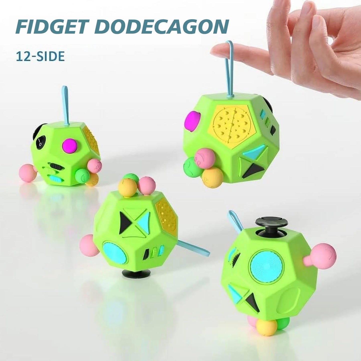 Fidget Dodecagon –12-Side Fidget Toys Cube Relieves Stress And Anxiety Anti Depression Cube For Children And Adults Easter Basket Stuffers Gift Idea (B1 Green)