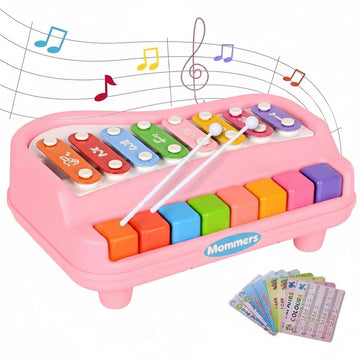 Mommers Xylophone For Kids, 2 In 1 Baby Piano For Toddlers 1-3 Years Old, 8 Multicolored Keyboard, Educational Preschool Pre Lea