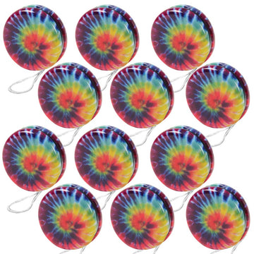 Artcreativity Rainbow Yoyos For Kids, Pack Of 12, Metal Yo-Yo Toys With Colorful Designs, Birthday Party Favors, Goodie Bag Fillers, Holiday Stocking Stuffers, Classroom Prizes