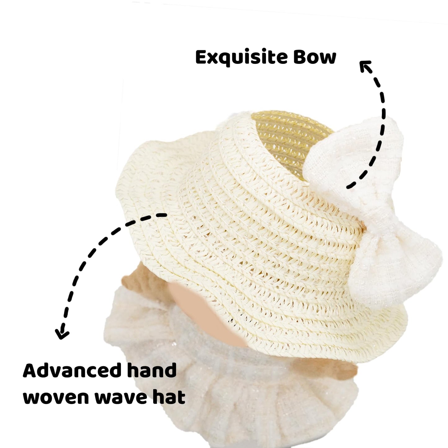 Doll Clothes for 17cm Dolls  enhanced Handmade Fashion Clothes 3 Piece Set Including a Weaving Hat  Clothes and Bow with High-End Dolls Accessories for Play & Display - Pure White (No Doll No Logo)