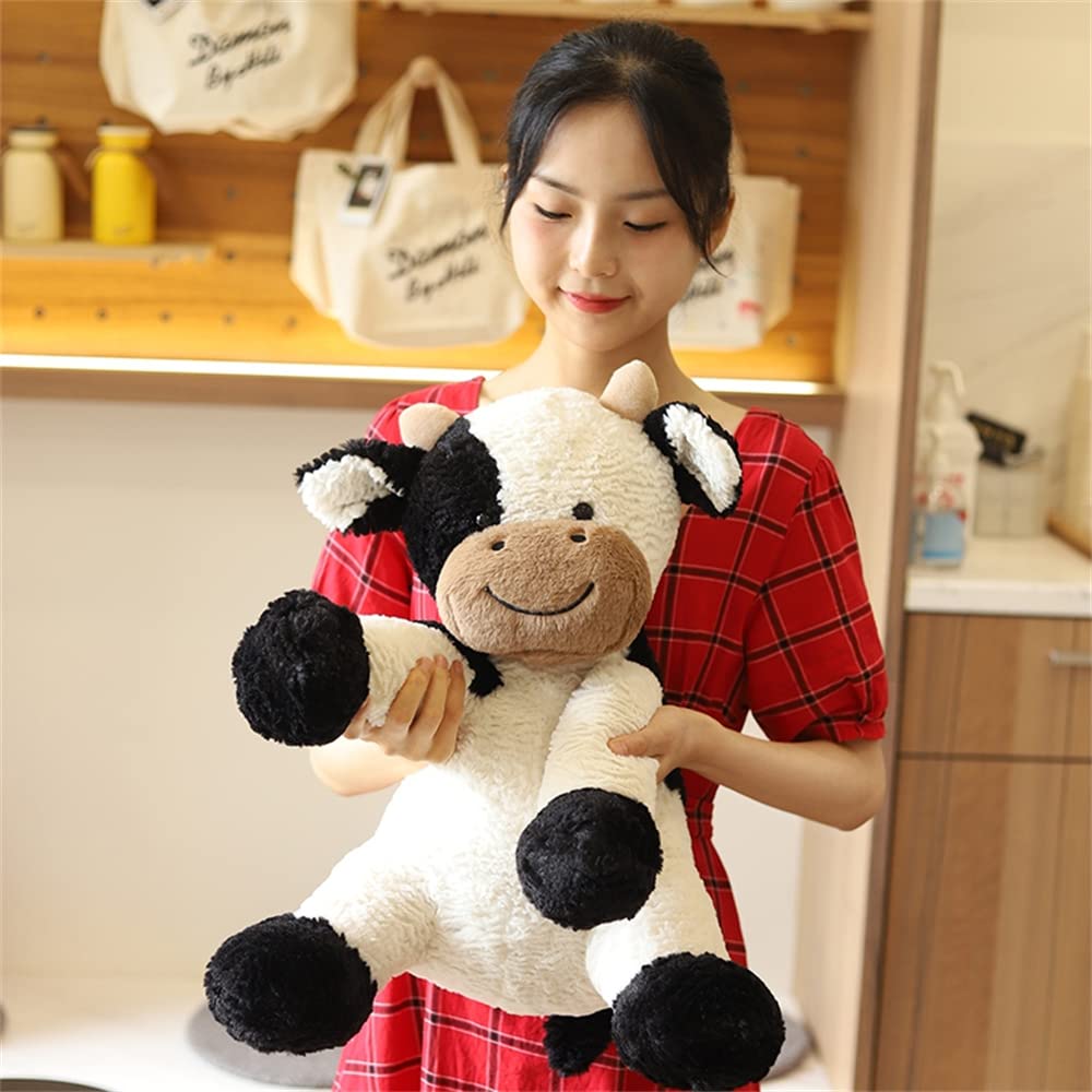 pangcangshu Cow Year Plush Toy Cute Cattle Stuffed Animals Cattle Soft Doll Kids Toys Birthday Gift for Children Easter  Thanksgiving  Christmas  New Year's Gifts (Black and White  70cm/27inch)