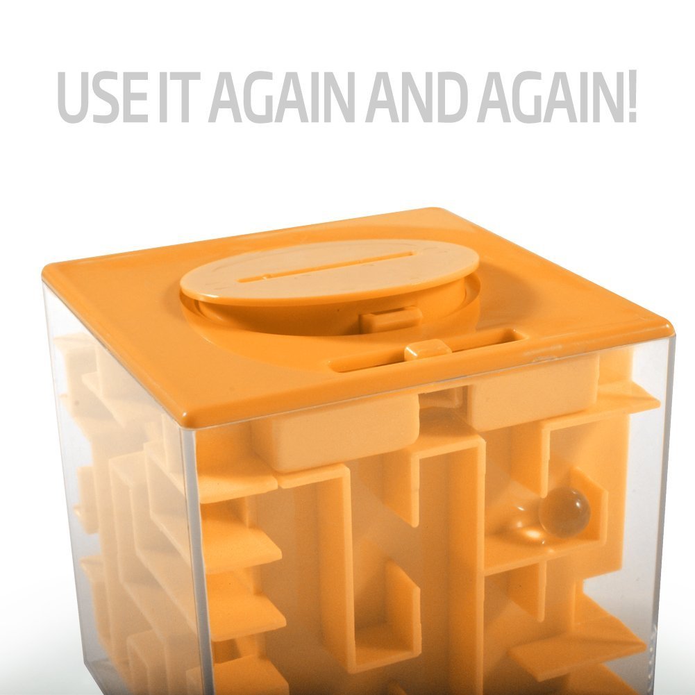 Trekbest Money Maze Puzzle Box - A Fun Unique Way To Give Gifts For Kids And Adults (Yellow)