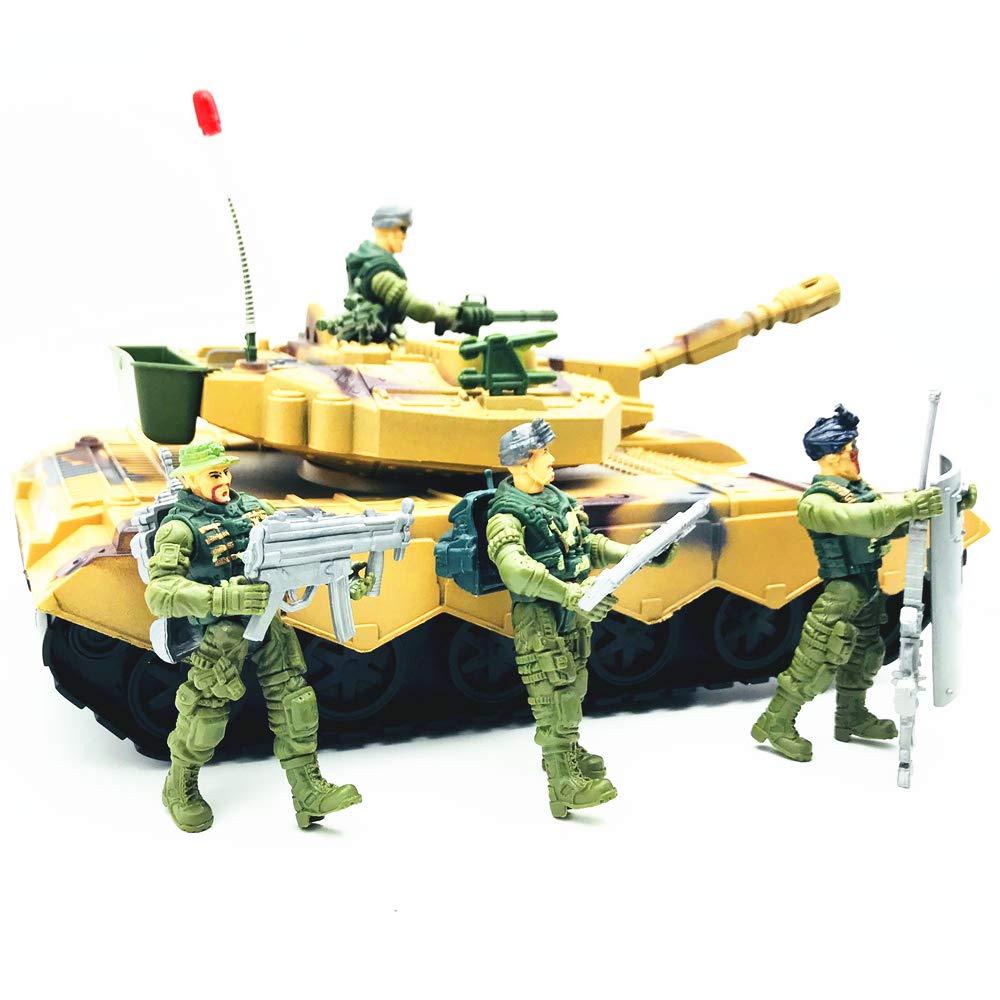 Fycooler advanced Force protective coveringed Military Tank- Vehicle Playset with Action Figure and Realistic Accessories Military Toy Set for Kids Indoor Outdoor Play Birthday Gift
