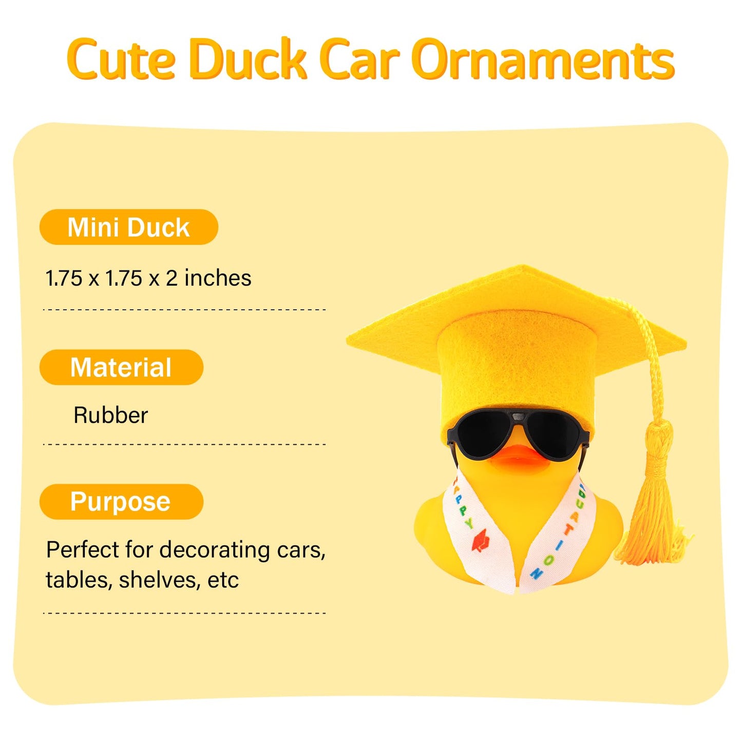 Wonuu Mini Graduation Rubber Duck With Stole Sash Sunglasses Graduate Hat, Funny Graduation Gifts Rubber Ducks Graduation Rubber