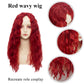 Grivos Girl Red Chrismas Costume For Kid Rise Red Princess Costume Short Sleeves Jacket Top Flared Pants Wig 4Pcs 3-10Y