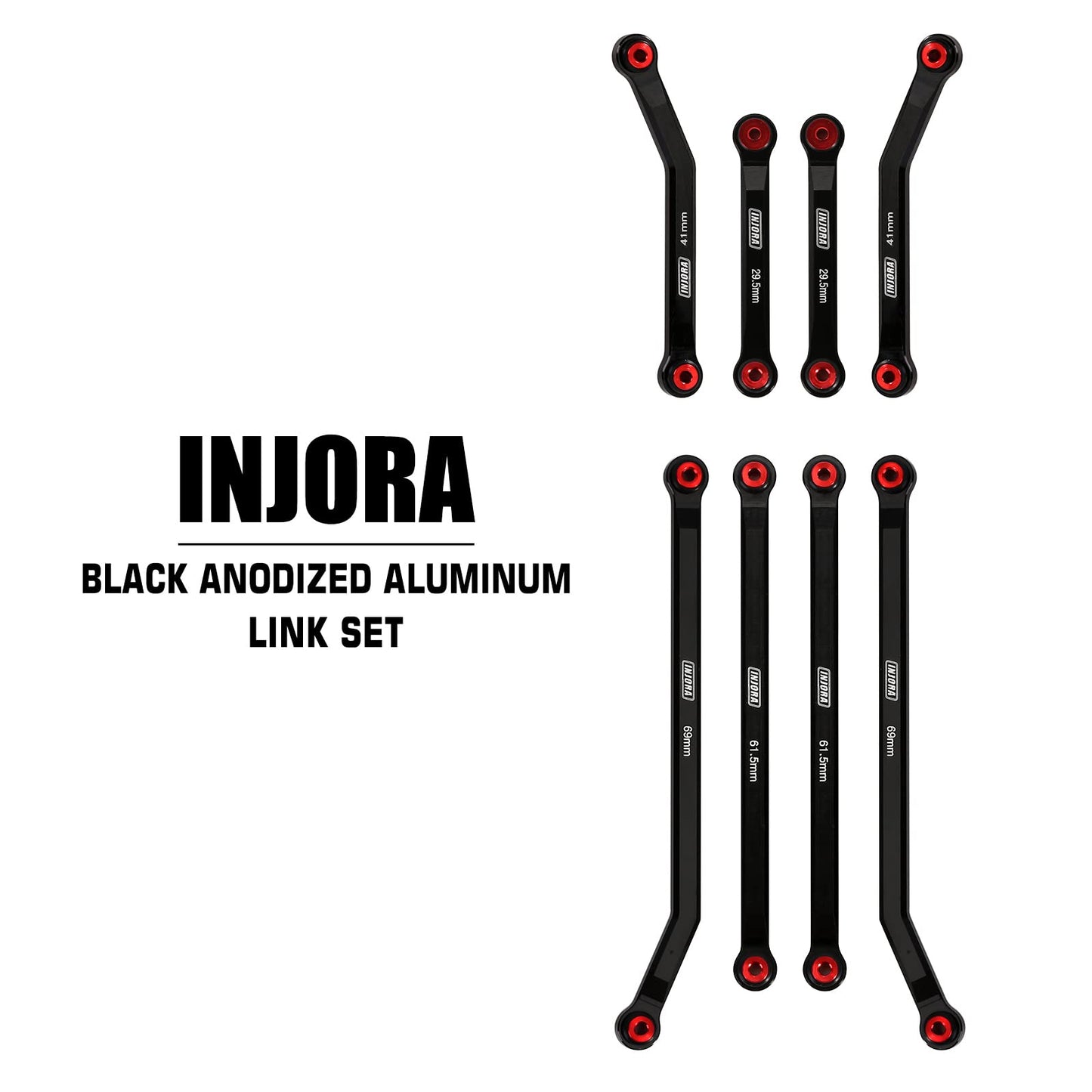 INJORA High Clearance 4 Links Set CNC Aluminum Links Set for SCX24 AXI90081 Deadbolt Axial 1/24 RC Crawler Car,8PCS(Black)