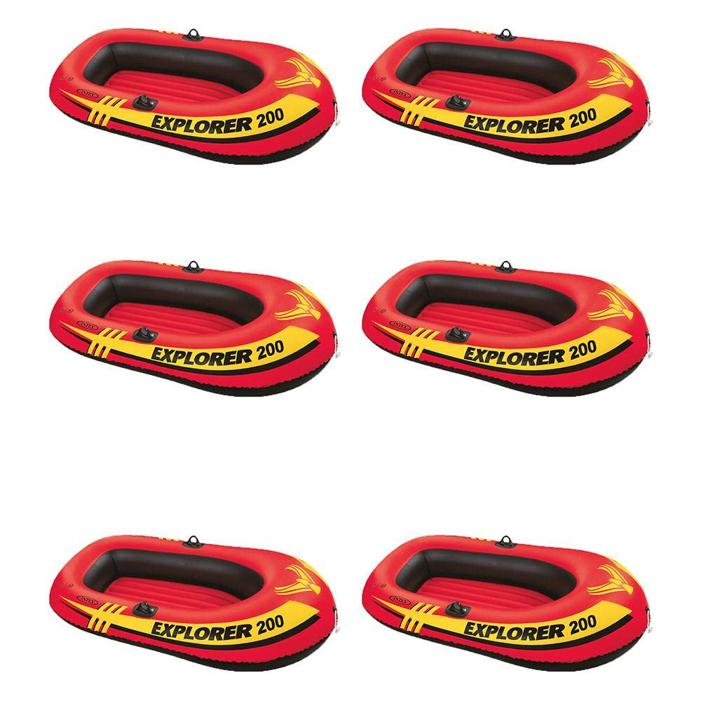 Intex Explorer 200 Inflatable 2 Person Boat Raft Set W/ 2 Oars & Pump (6 Pack)