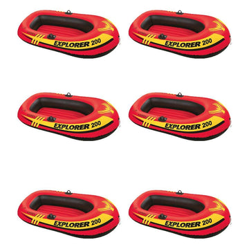 Intex Explorer 200 Inflatable 2 Person Boat Raft Set W/ 2 Oars & Pump (6 Pack)