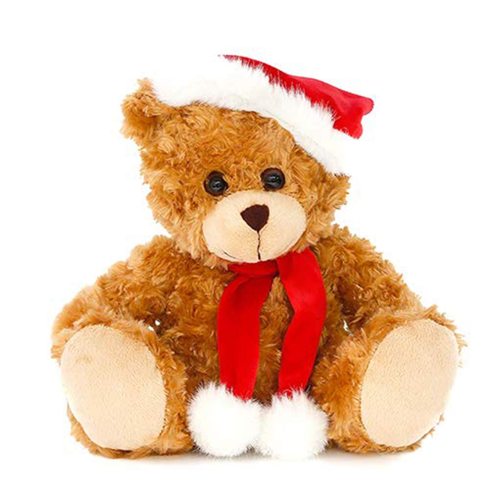 Plushland Adorable Soft and Hairy Santa Teddy Bear  Stuffed Animal Holiday Toys Christmas Accessories C A Perfect Toy Gift for Kids (New 11 Inches  Xmas Mocha Bear)