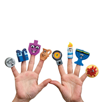 Rite Lite Hanukkah Finger Puppets Gift Set - Fun & Educational Jewish Holiday Party Favors Goodie Bag Rewards Hanukkah Toys Kids Party Favors Dreidel, Menorah, Candle, Gelt Coin, Jug, Latke, Donut