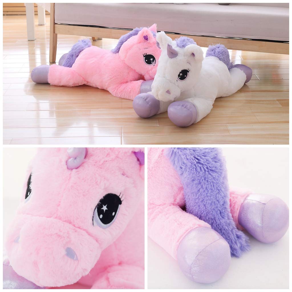 Sofipal Big Unicorn Stuffed Animal, Large Unicorn Plush Pillow Giant Unicorn Plushie Animal Pillow Toy For Birthday,Valentines,Bedroom (Pink, 31')